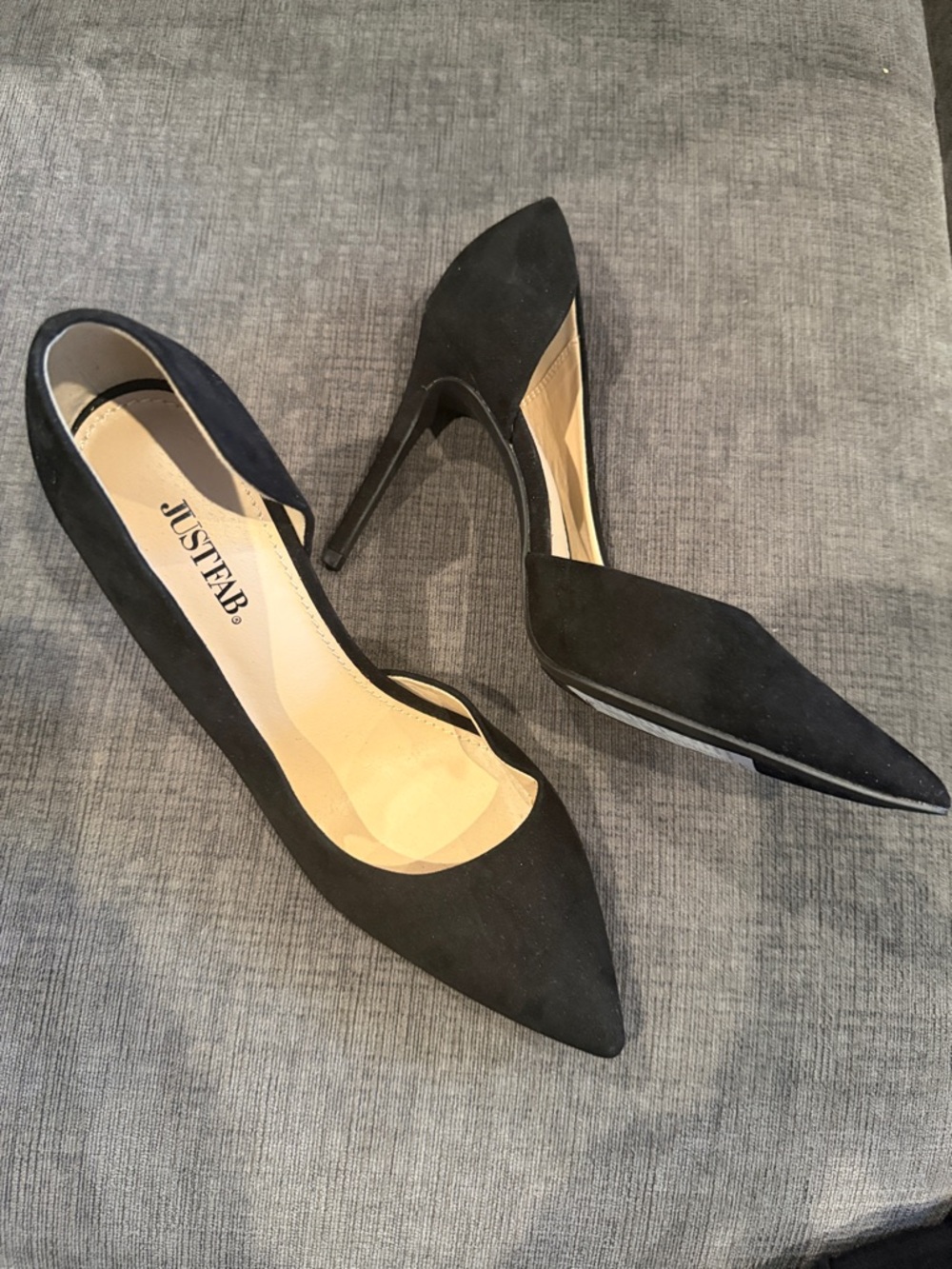 New JustFab Size 9 Black Suede Pointed-Toe Stilettos